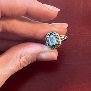 Elegant Silver and Blue Gemstone Ring